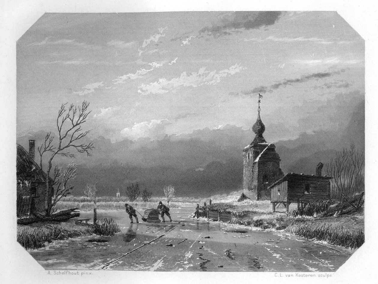 O inverno de 1740, Holanda, c1870 de Domenico del Barbiere