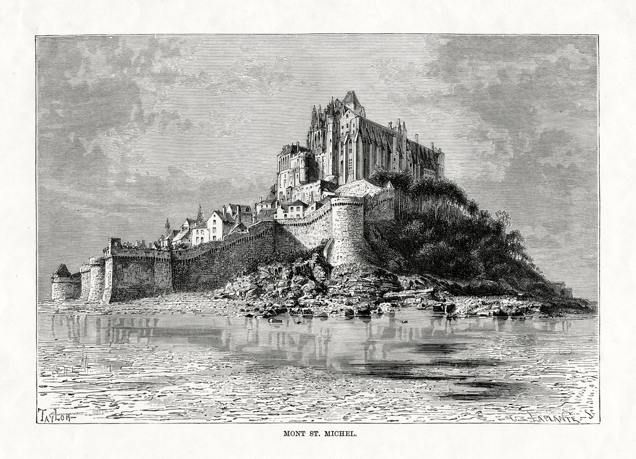 Mont-Saint-Michel, Normandia, França, 1879 de C. Laplante