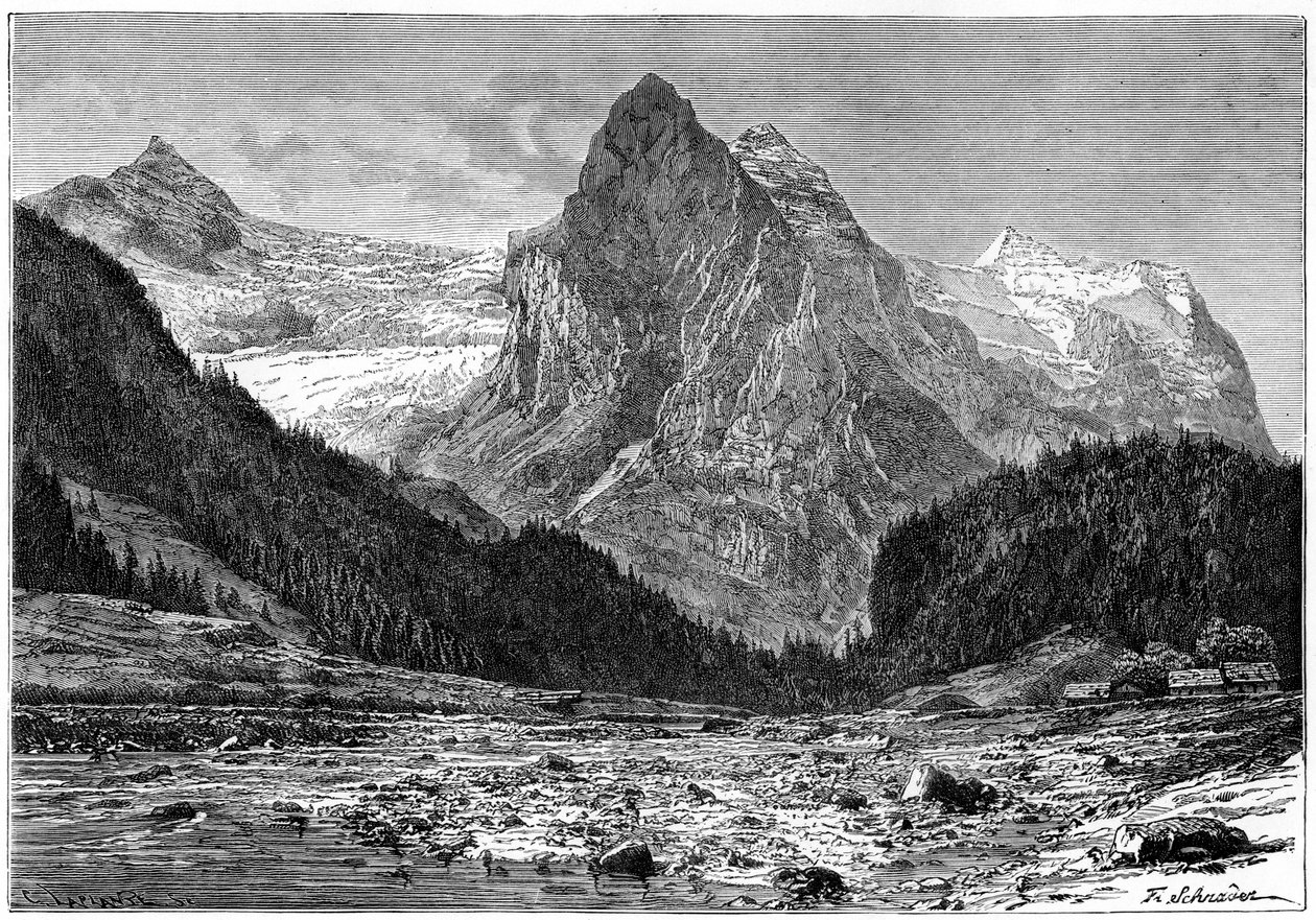 O Wellhorn e a Geleira Rosenlaui, Suíça, século XIX. de C. Laplante