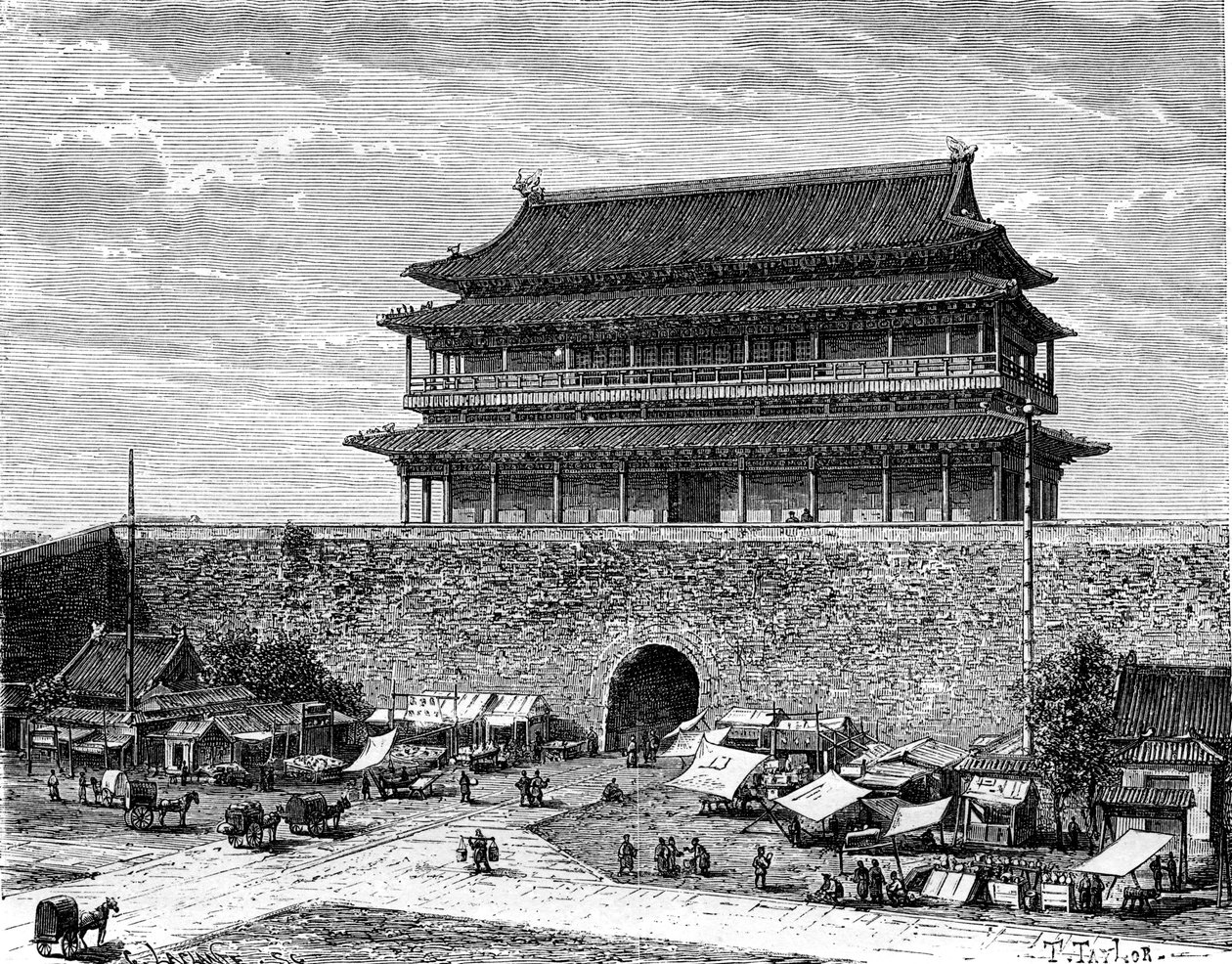 Portão de Tiananmen, Pequim, China, século XIX de C. Laplante