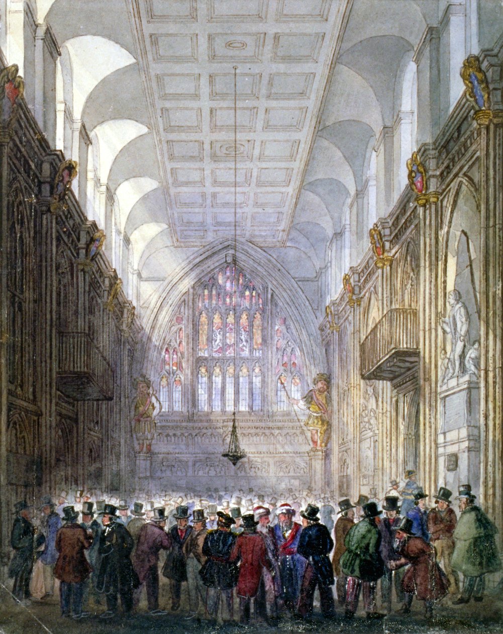 Interior do Guildhall, City of London, 1838.                                        de C Matthews