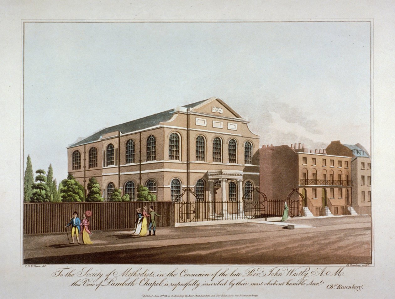 A capela metodista em Lambeth, Londres, 1816. de C Rosenberg