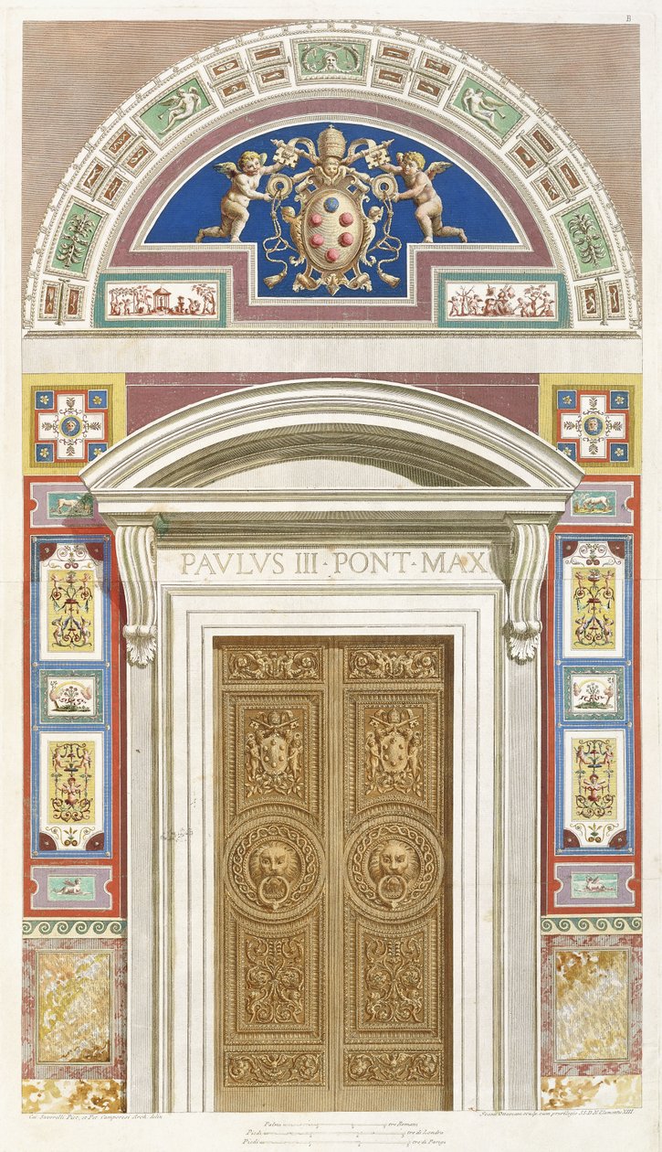 Porta de entrada para a Loggia de Rafael no Vaticano, 1772 de C. Savorelli