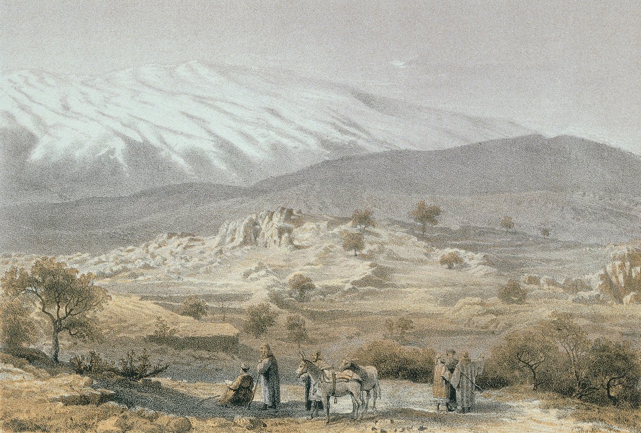 Monte Hermon Gravura por Schacher - Steinkopk JF Editore de C. Schacher