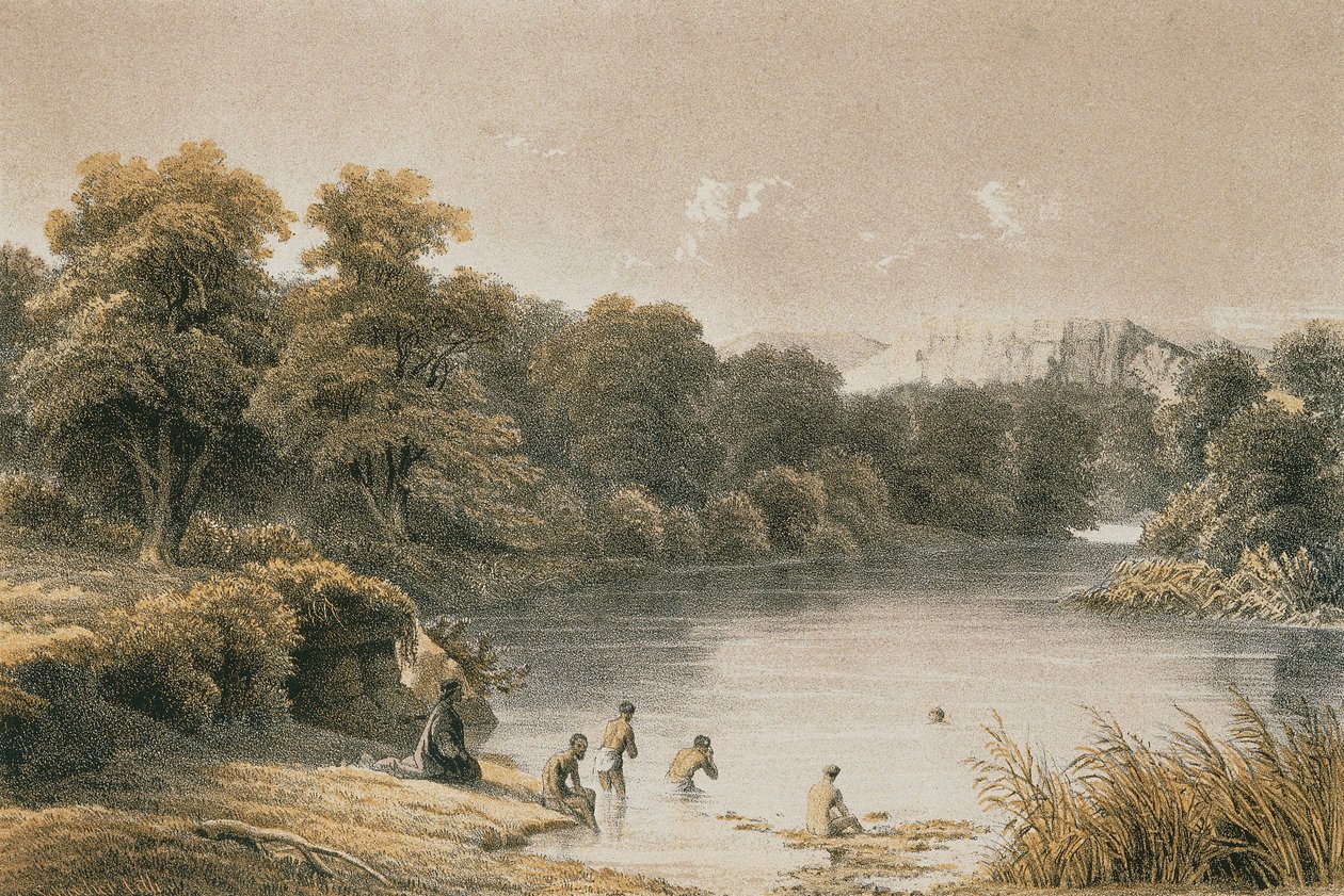 Rio Jordão. Gravura por Schacher - Steinkopk JF Editore de C. Schacher