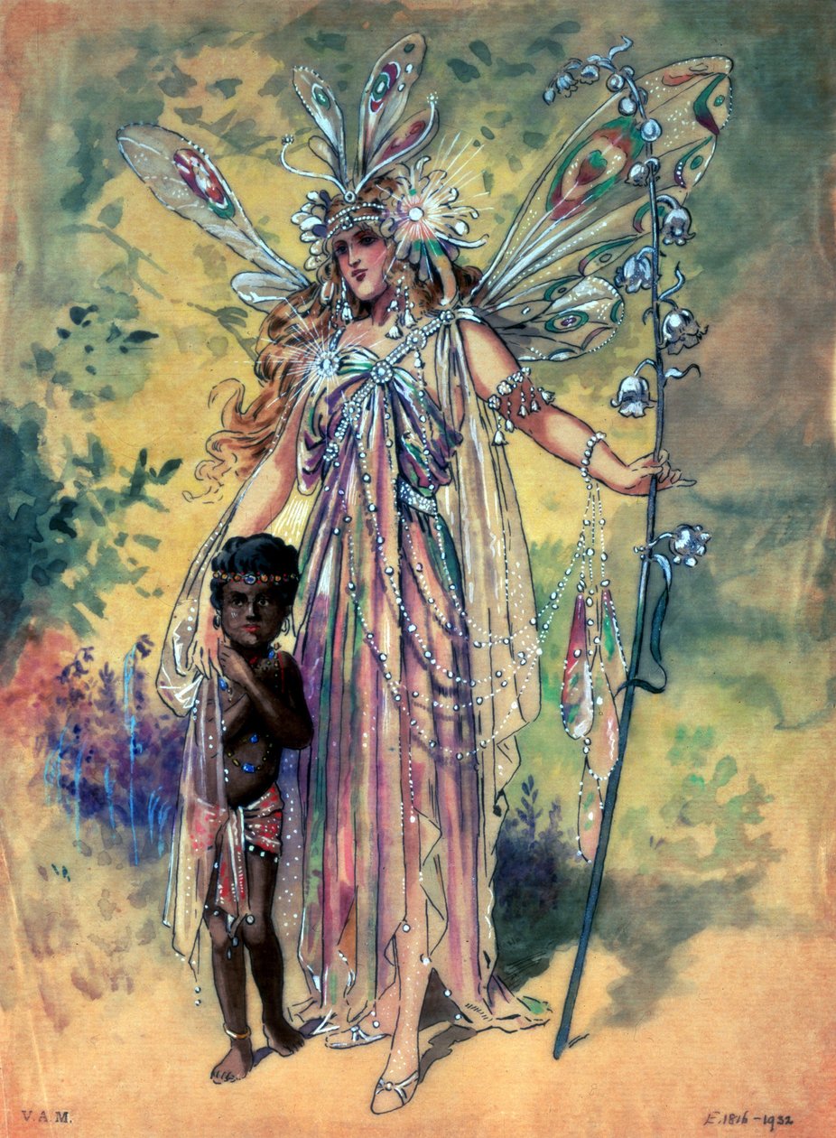 Titania, figurino para Sonho de Uma Noite de Verão, produzido por R. Courtneidge no Princes Theatre, Manchester de C. Wilhelm