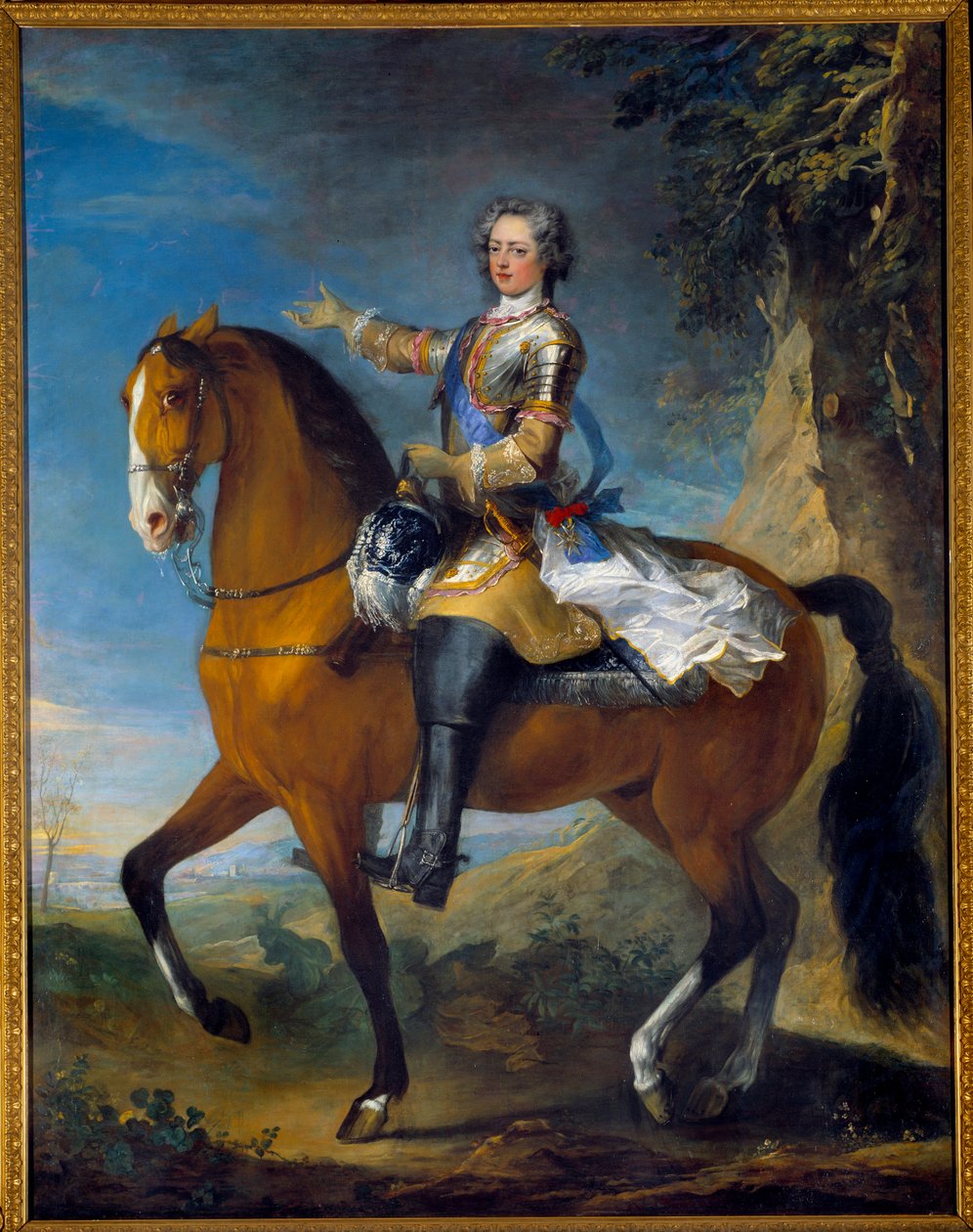 Retrato equestre de Luís XV (1710-1774), Rei de França, aos 13 anos, em 1723. Pintura de Jean Baptiste Van Loo (1684 - 1745) e Charles Parrocel (1688-1752) de C. and Van Loo J. B. Parrocel