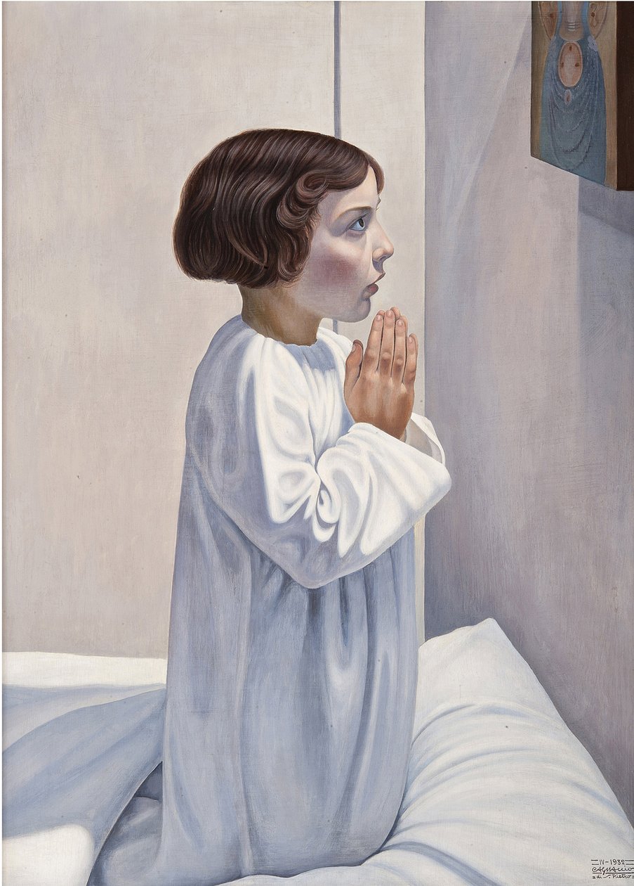 Oração (la priere) par Cagnaccio di San Pietro (1897-1946). Óleo sobre madeira, tamanho : 80x60 de Cagnaccio di San Pietro