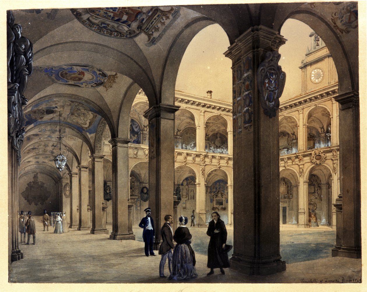 Universidade de BOLOGNA : Archiginnasium "As Arcadas Inferiores" de Calisto & Tomaselli Contardo (1827 57) Zanotti Cavazzoni