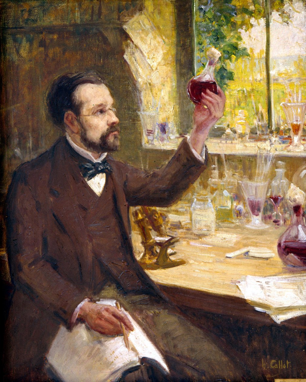 Louis Pasteur estudando a fermentação do sumo de uva de Callot Callot