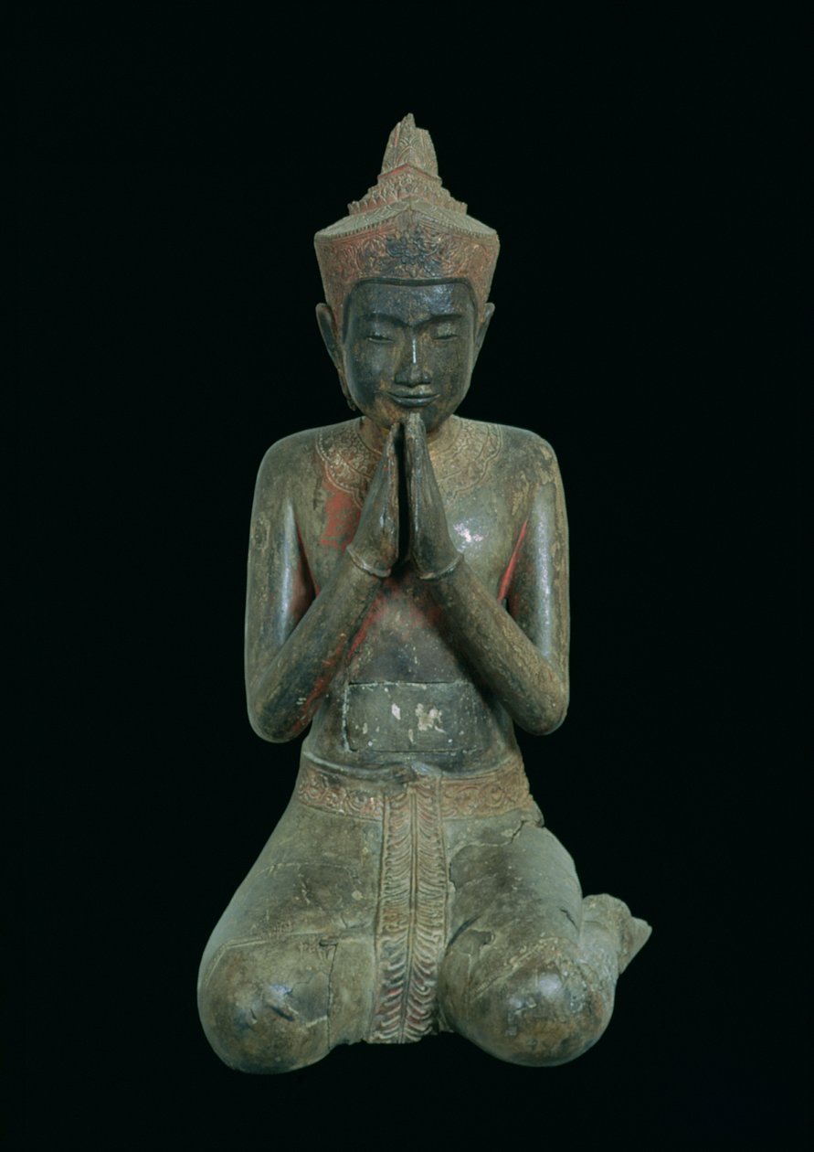 Rezando ajoelhando figura, Angkor, 15º-16º século (bronze) de Cambodian School