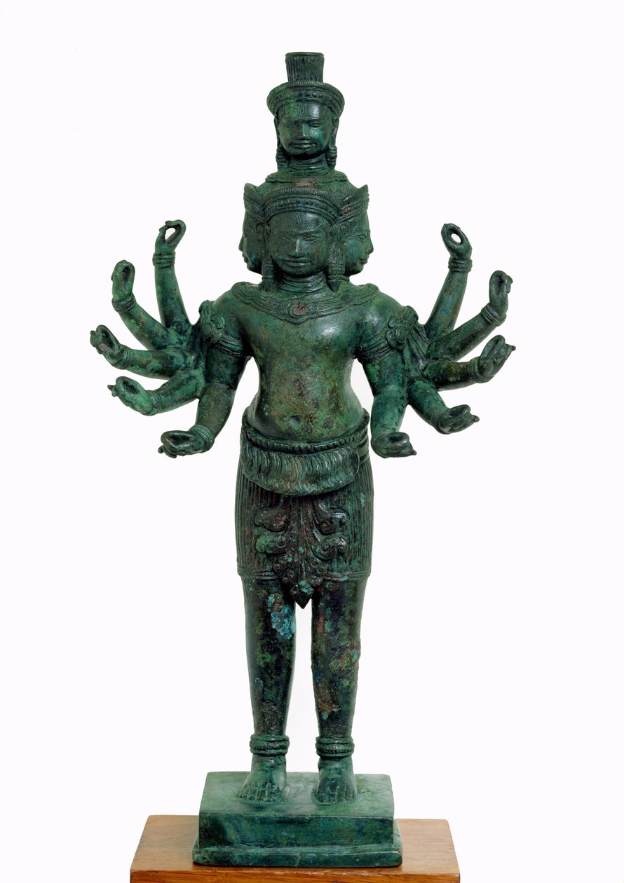 Shiva com muitos braços e cabeças, Angkor (bronze) de Cambodian School