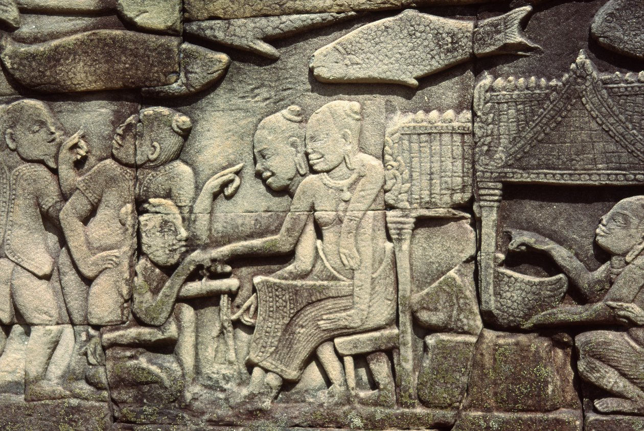 Escultura em pedra de Cambodian School