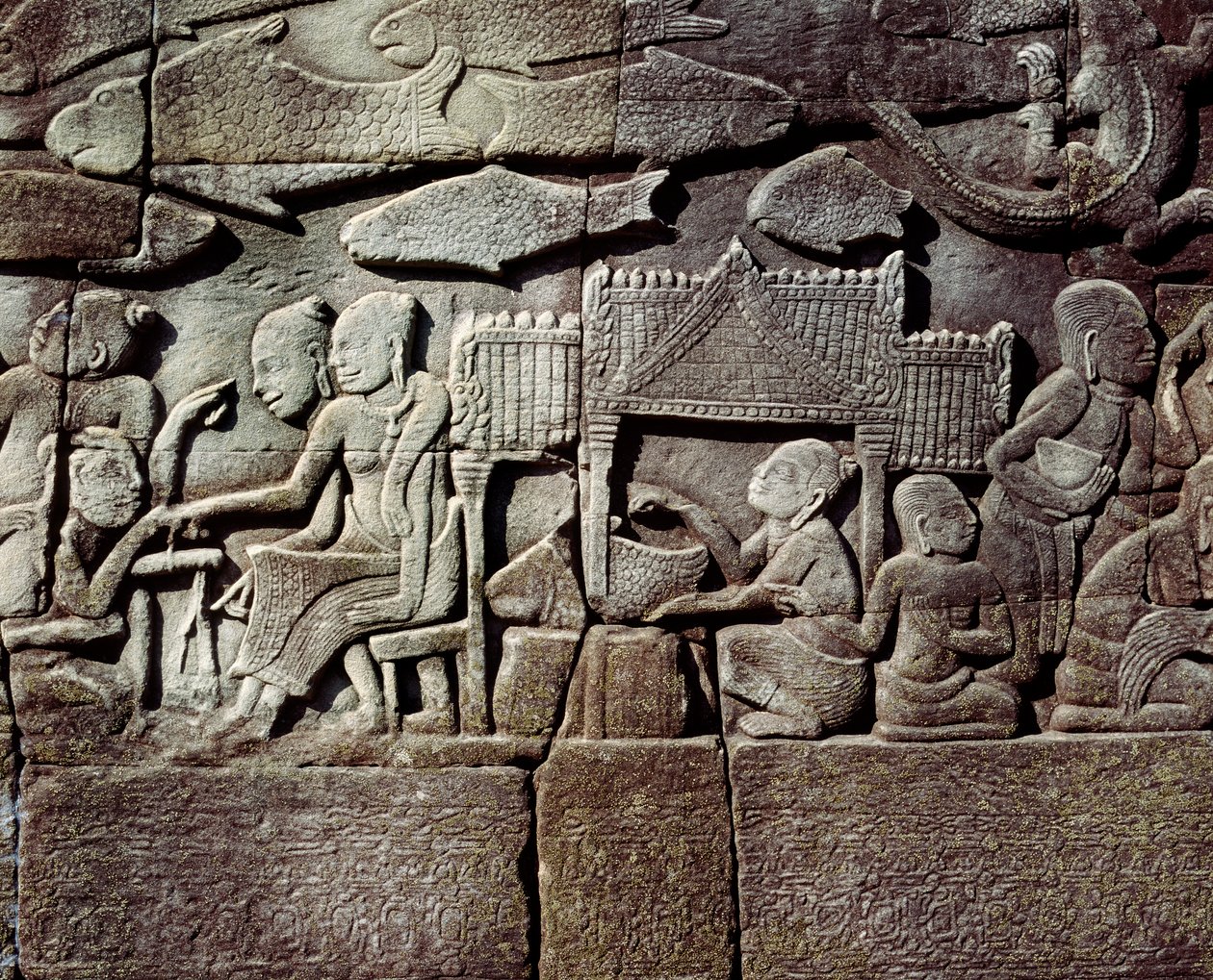 Escultura em pedra de Cambodian School