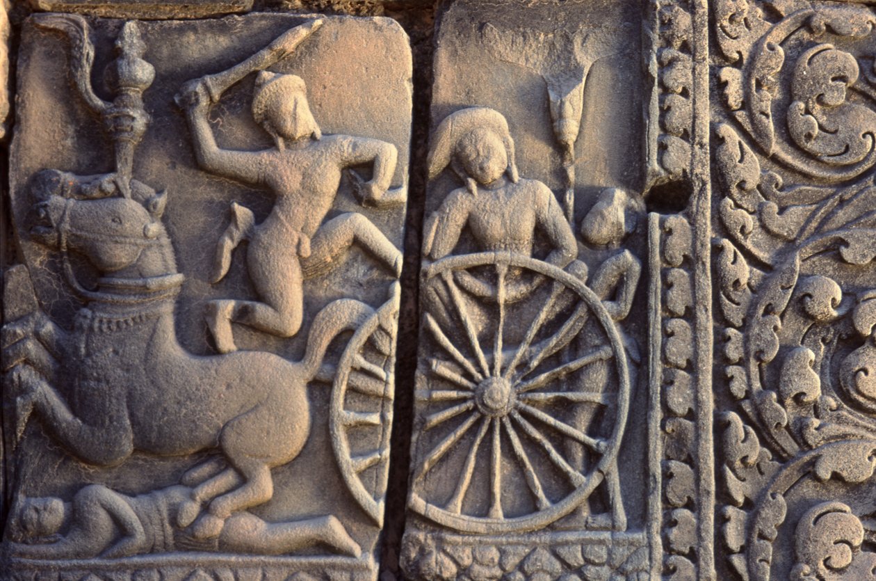 Escultura em pedra de Cambodian School