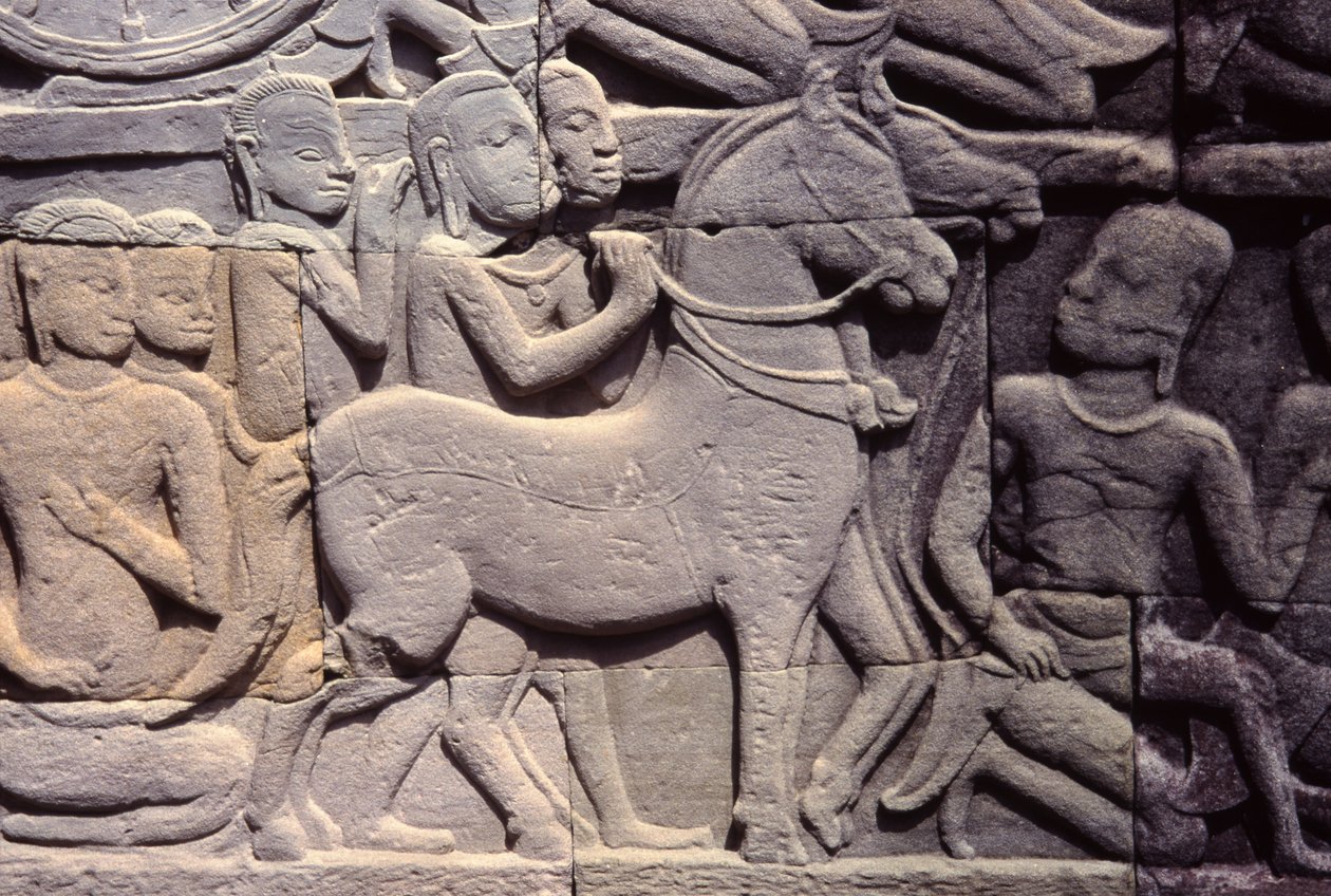 Escultura em pedra de Cambodian School