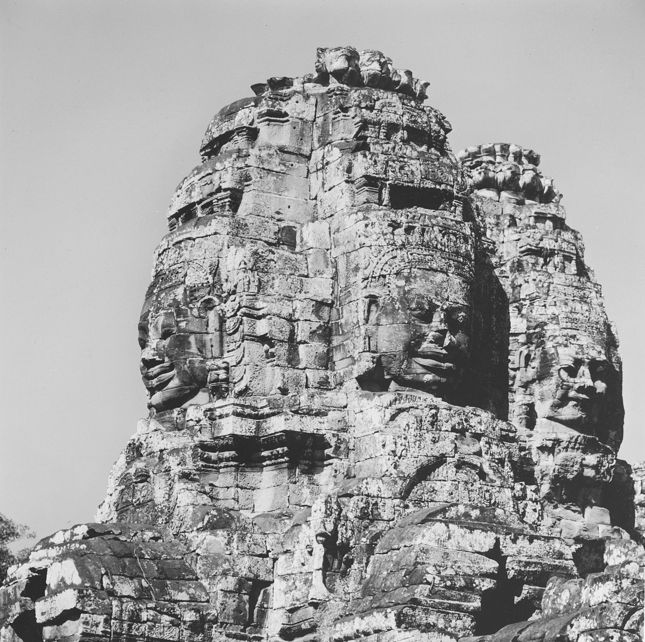 Vista, de, um, de, a, torres, templo, de, bayon de Cambodian School