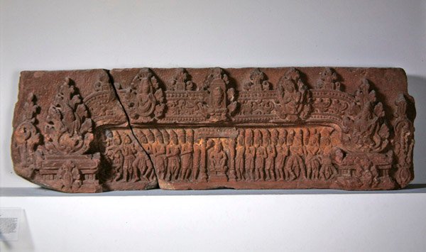 Viga representando o mito da origem do Linga e da coroação de um rei, século II a VII (arenito) de Cambodian Cambodian