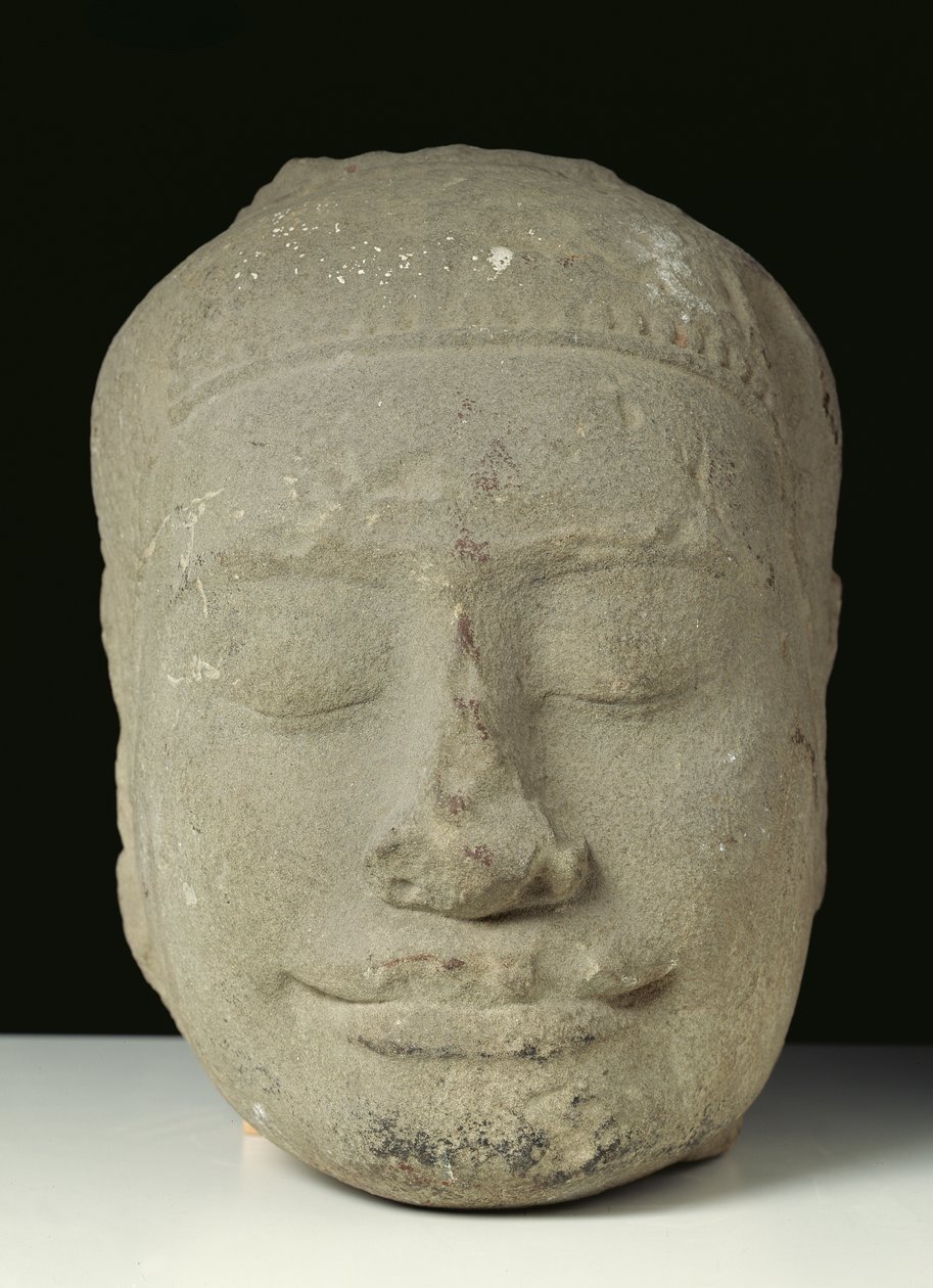 Cabeça de Buda com os olhos fechados, Angkor de Cambodian School