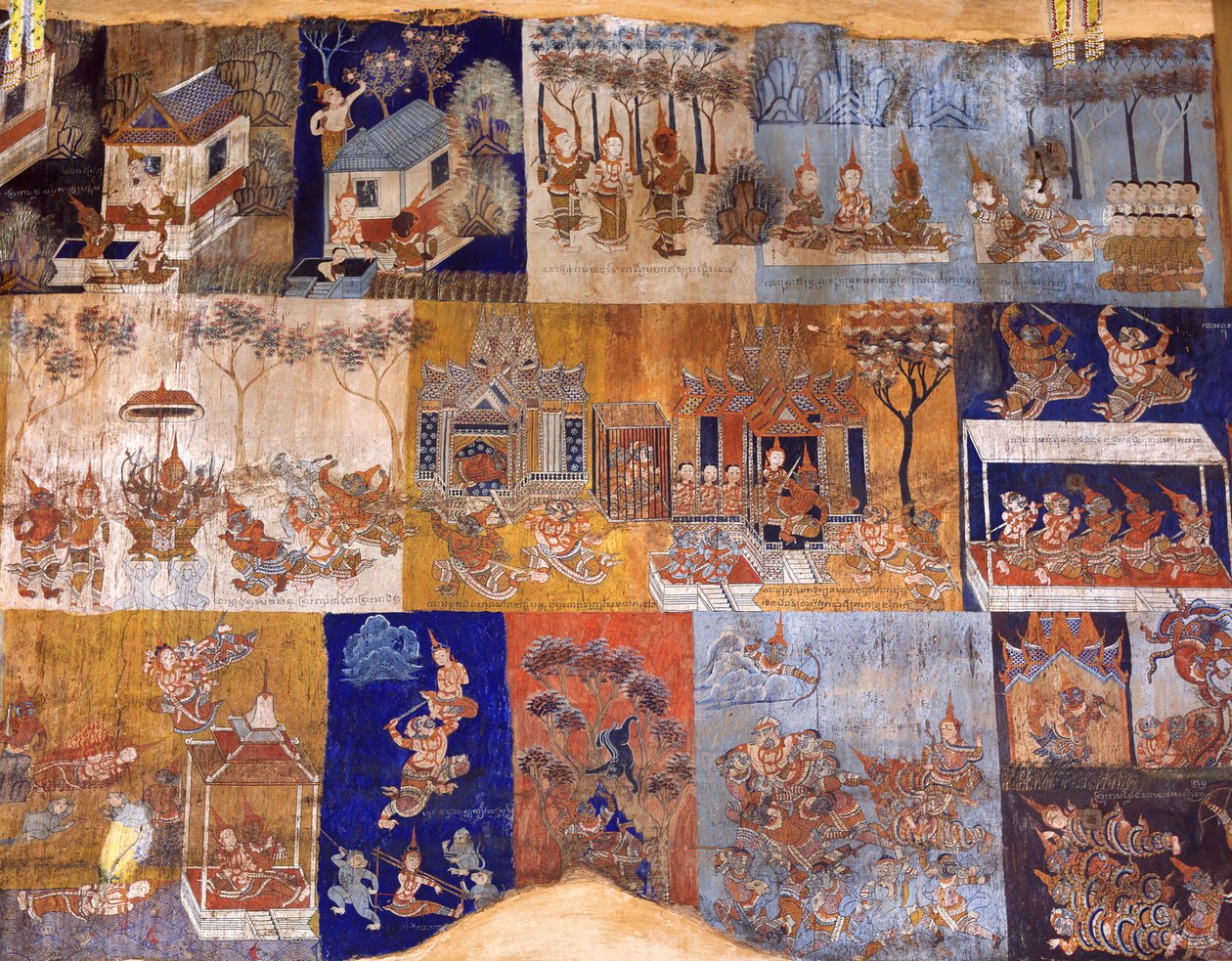 Murais do templo de Cambodian School