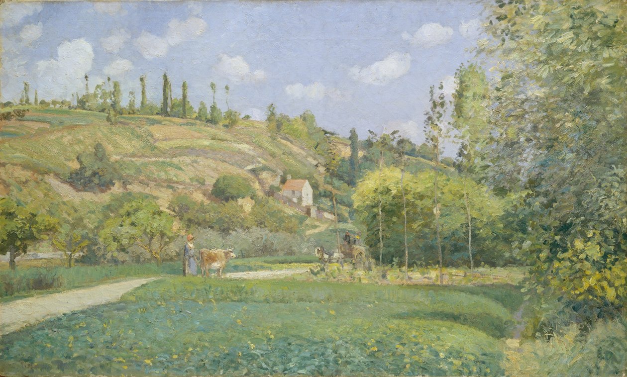 At Cowherd na Valhermeil, Auvers-sur-Oise de Camille Jacob Pissarro