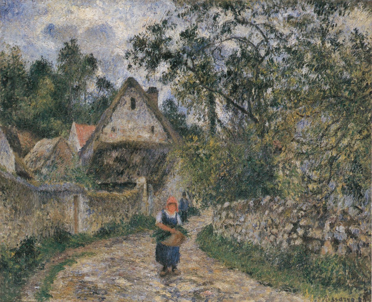 Casas de colmo com Valhermeil de Camille Jacob Pissarro