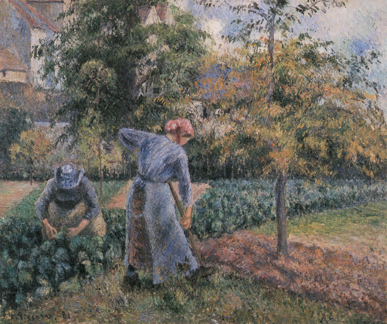 Na horta em Pontoise de Camille Jacob Pissarro