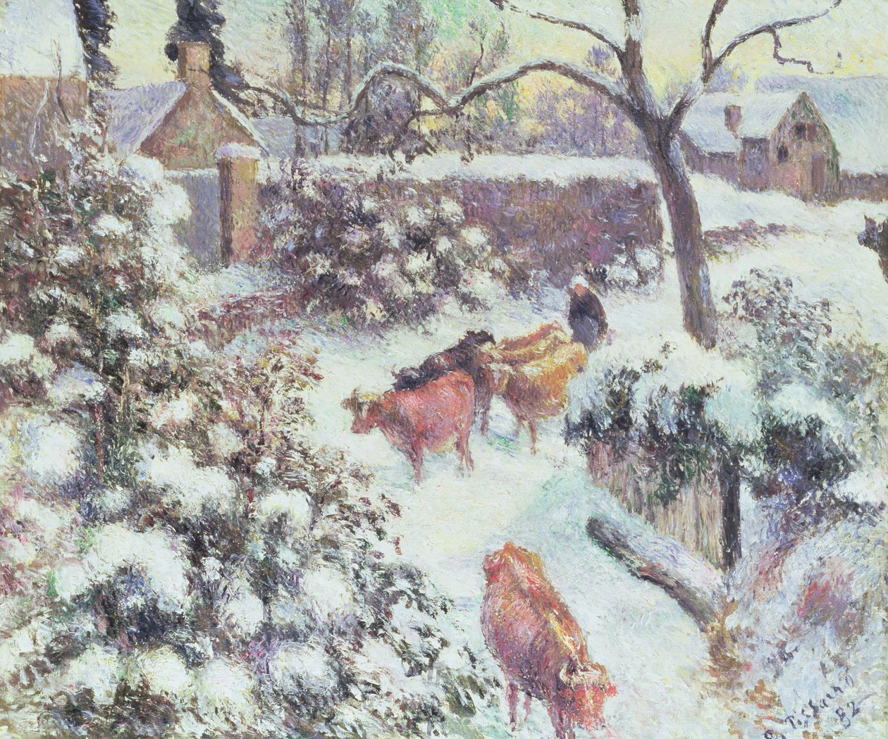 Efeito da neve em Montfoucault, 1882 de Camille Jacob Pissarro