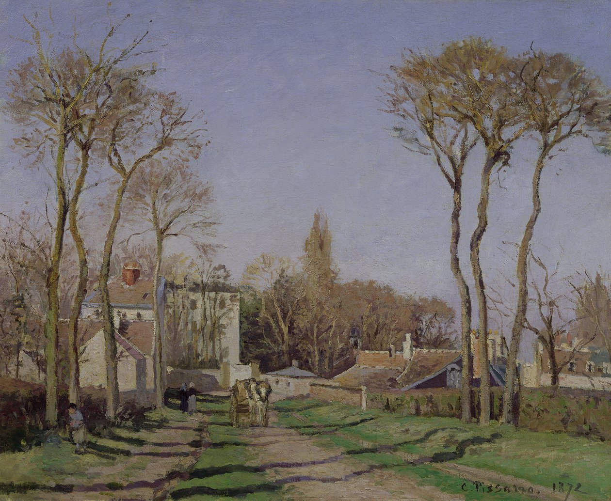 Entrada para a aldeia de Voisins, Yvelines, 1872 de Camille Jacob Pissarro
