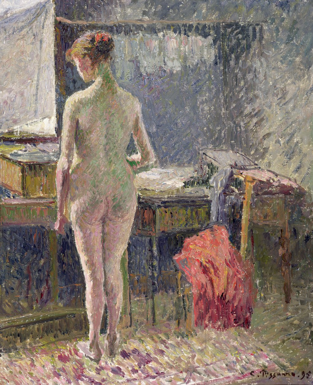 Nu feminino visto de trás, 1895 de Camille Jacob Pissarro