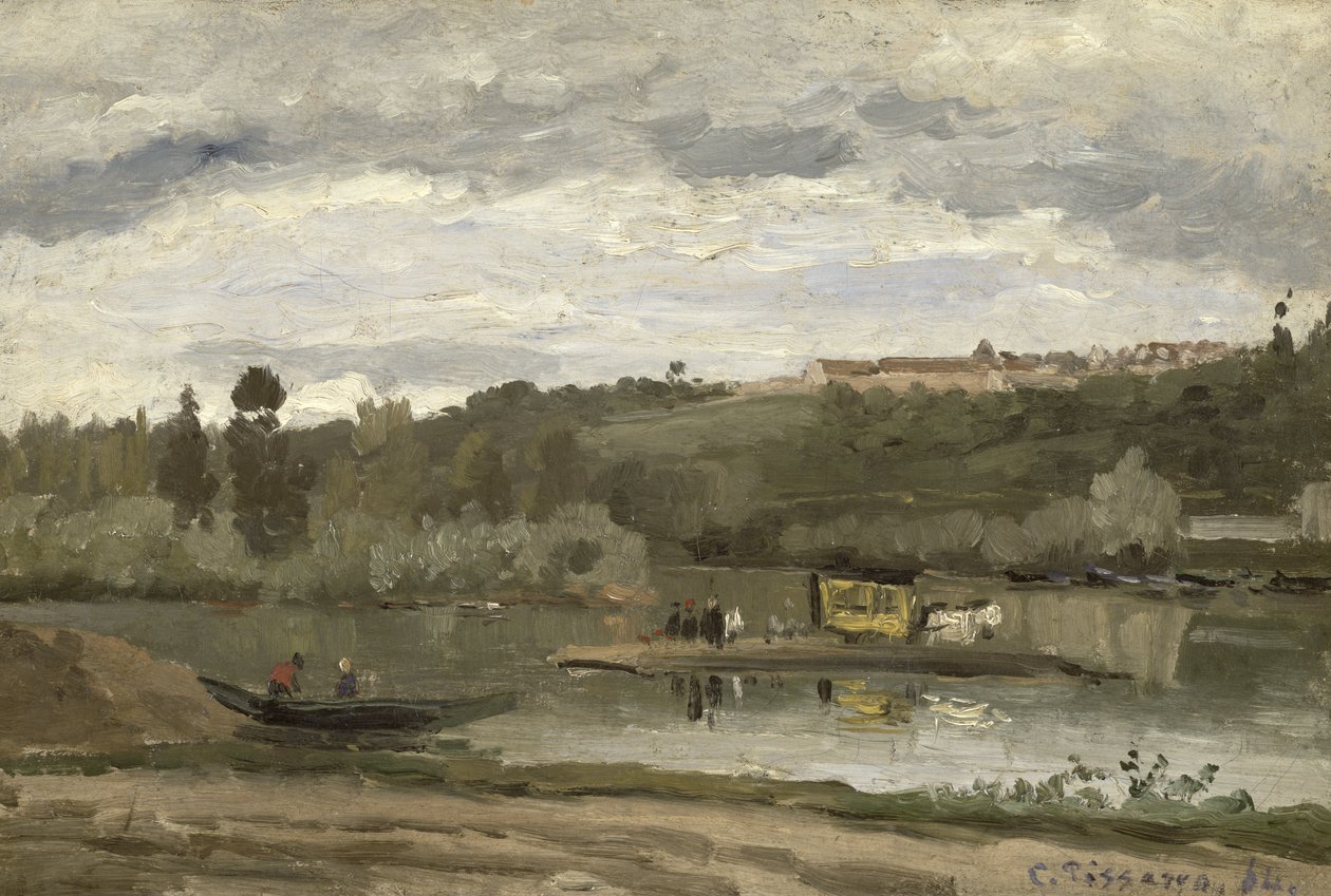 Ferry em Varenne-Saint-Hilaire, 1864 de Camille Jacob Pissarro