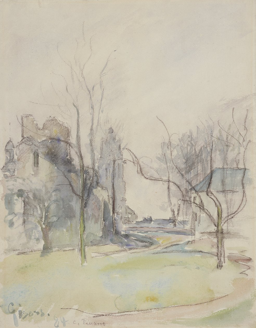 Gisors, c.1884 (wc sobre giz preto sobre papel) de Camille Jacob Pissarro