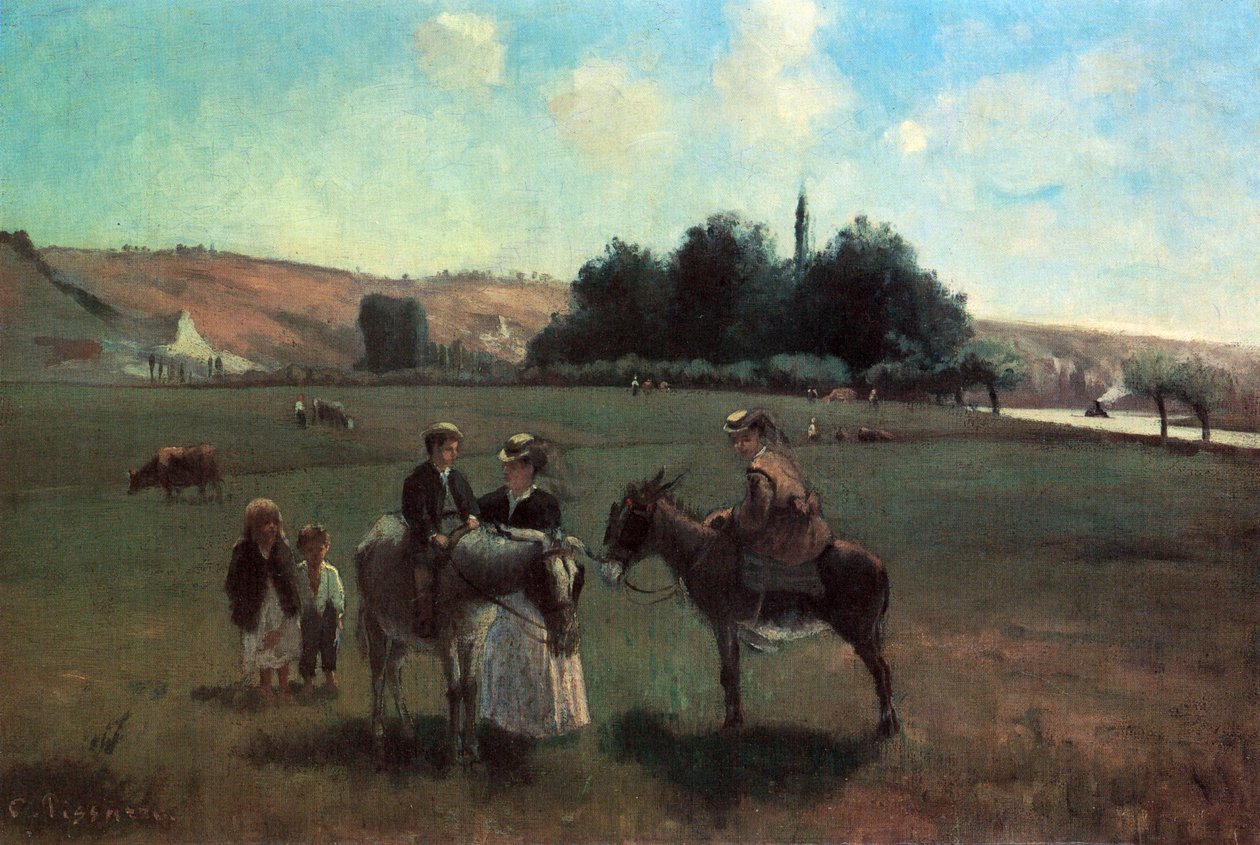 O passeio de burro em La Roche-Guyon de Camille Jacob Pissarro