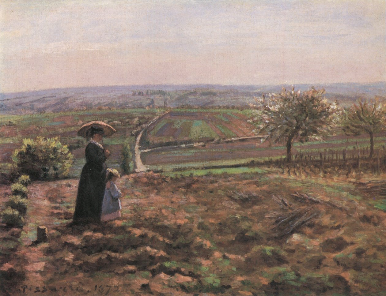 A estrada de Rouen, as alturas de l&39;Hautil, Pontoise de Camille Jacob Pissarro