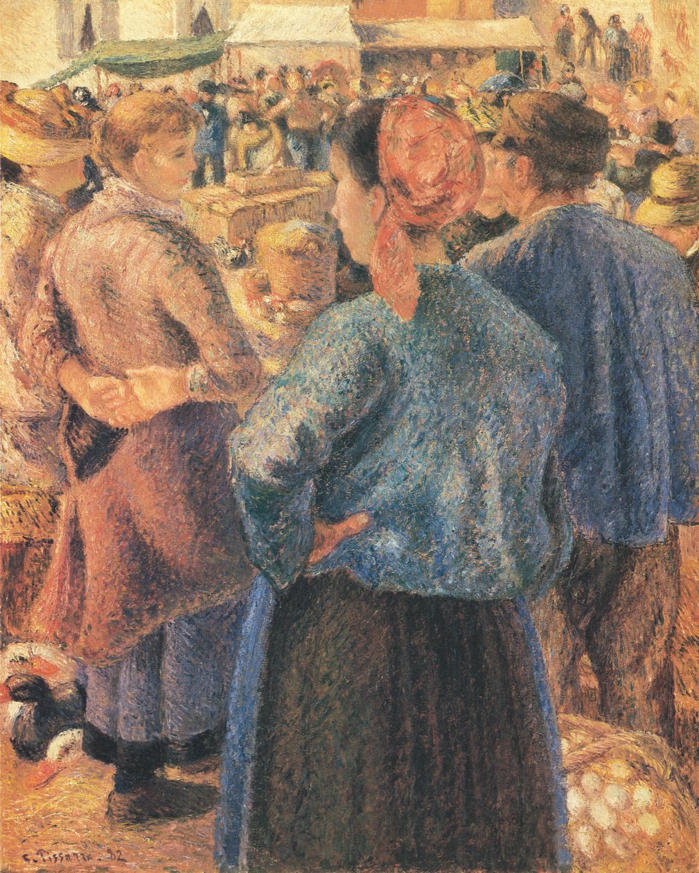 O mercado de aves domésticas, Pontoise de Camille Jacob Pissarro