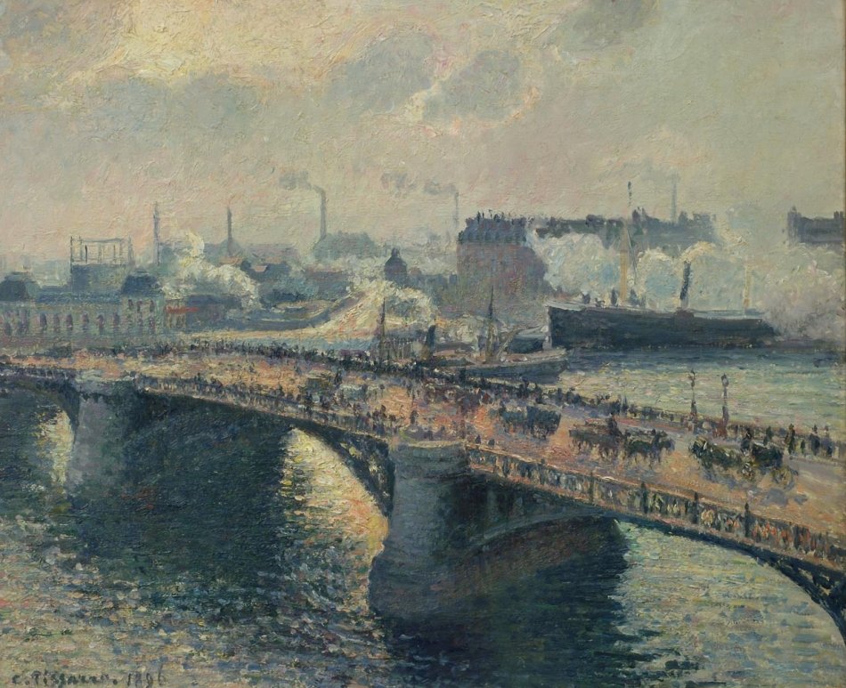 A, boieldieu, ponte, em, rouen, armando sol, neblina de Camille Jacob Pissarro