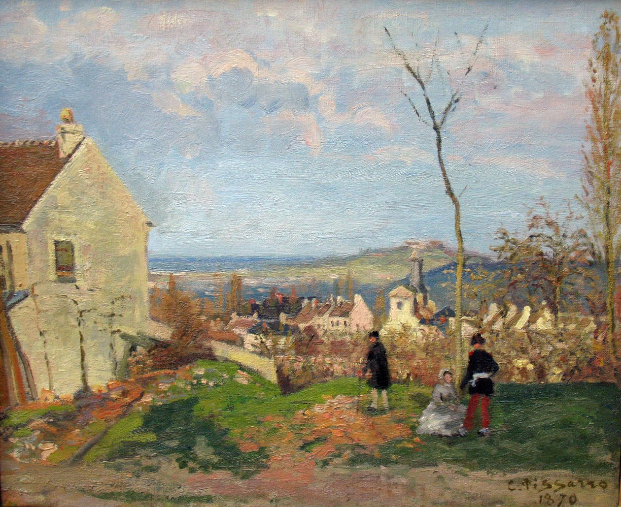 Louveciennes com o Mont Valérien em segundo plano de Camille Jacob Pissarro