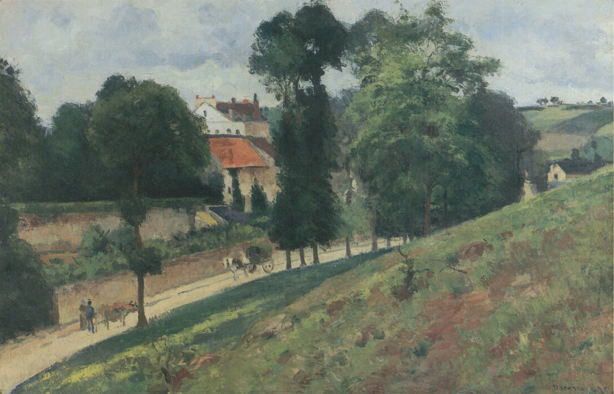 Estrada de Saint-Antoine para L&39;Hermitage, Pontoise de Camille Jacob Pissarro