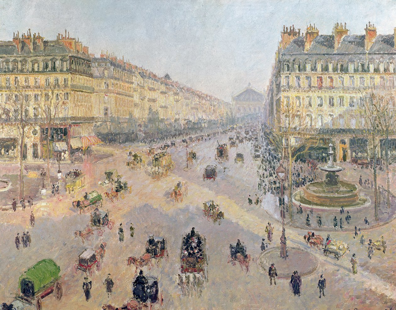 A, avenida, de, ópera, paris, luz solar, inverno, manhã, c.1880 de Camille Jacob Pissarro