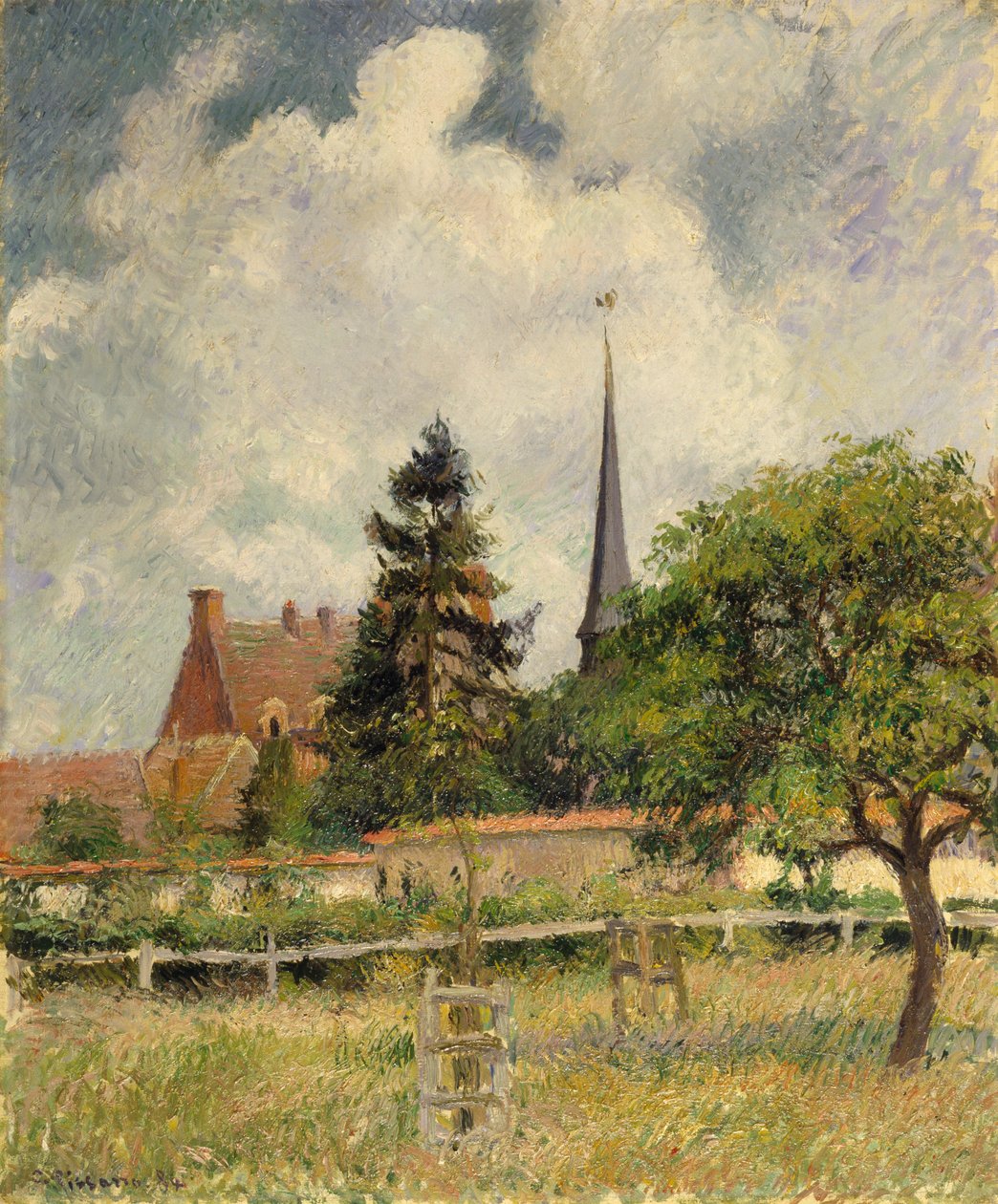 A igreja em Eragny de Camille Jacob Pissarro