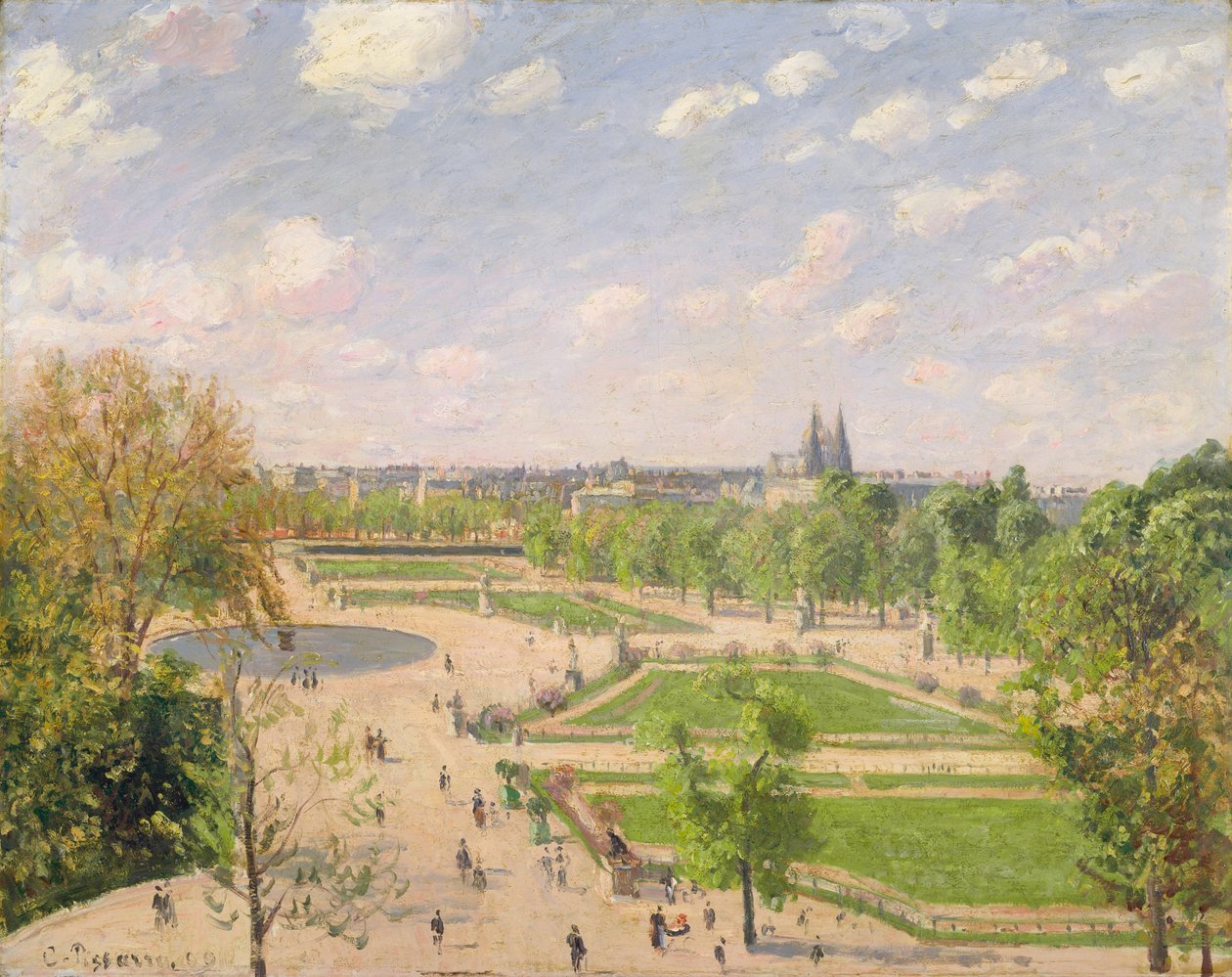 O jardim das Tulherias em uma manhã de primavera de Camille Jacob Pissarro