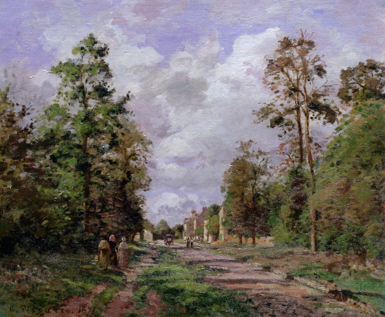 O caminho para Louveciennes à beira da floresta, 1871 de Camille Jacob Pissarro