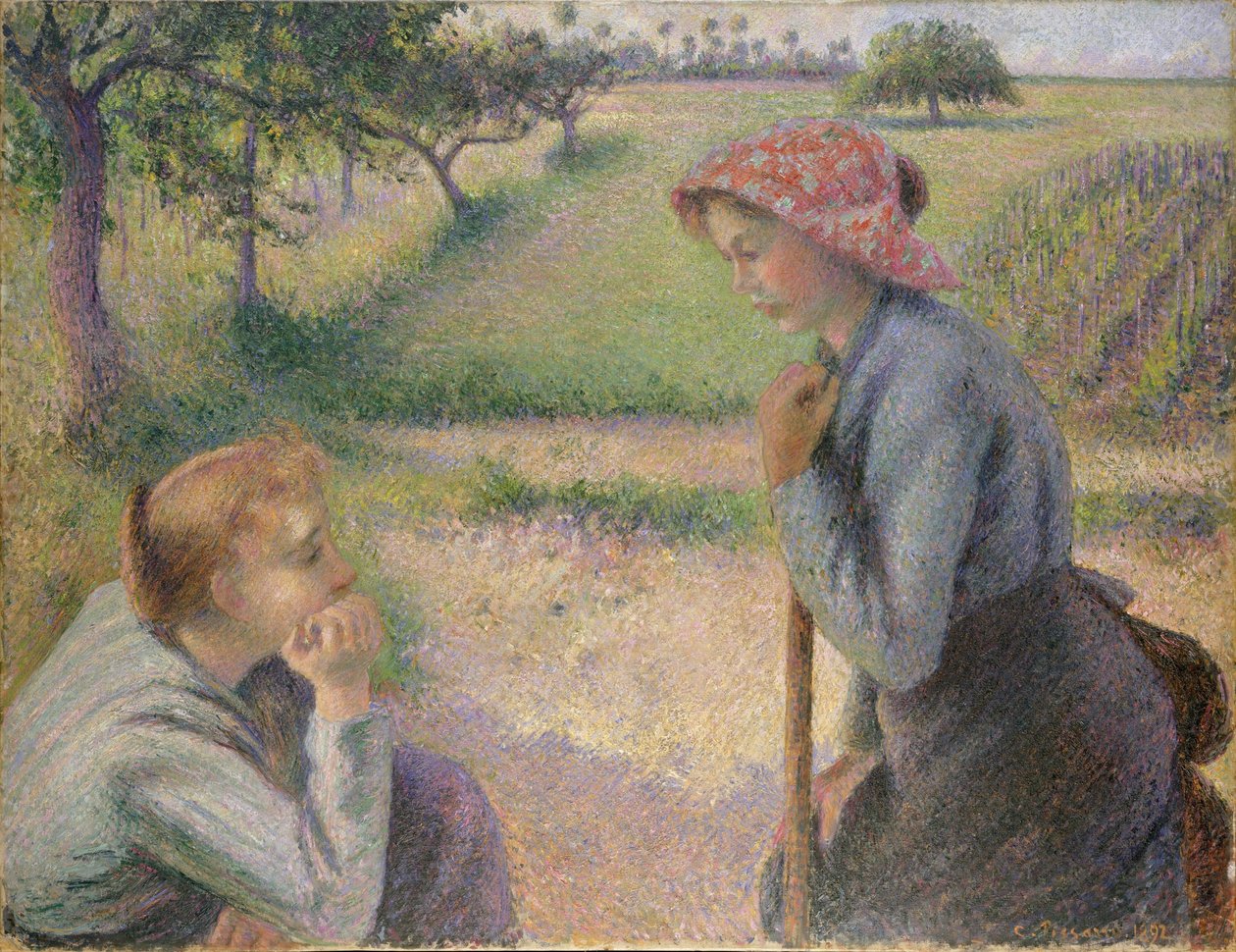Dois, jovem, camponês, mulheres de Camille Jacob Pissarro