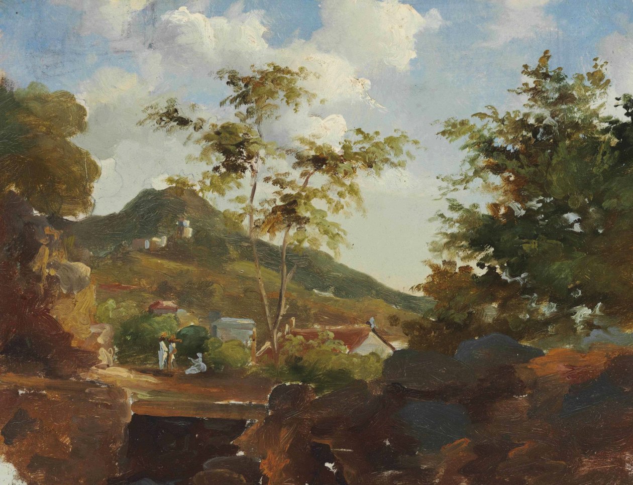 Aldeia ao pé da duna de Camille Jacob Pissarro