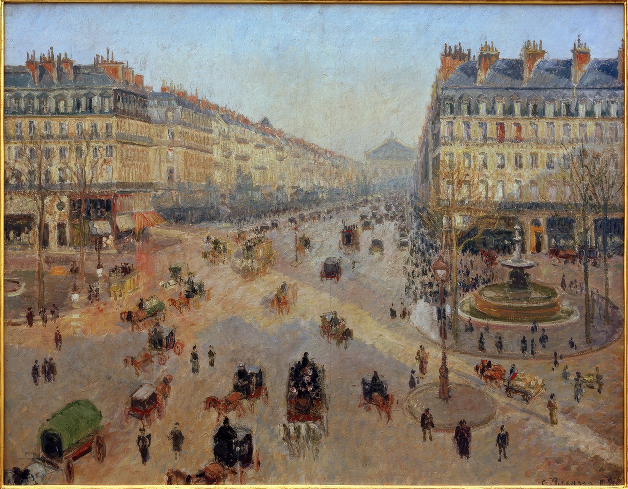 Avenue de l&39;Opera, sol, manhã de inverno de Camille Jacob Pissarro