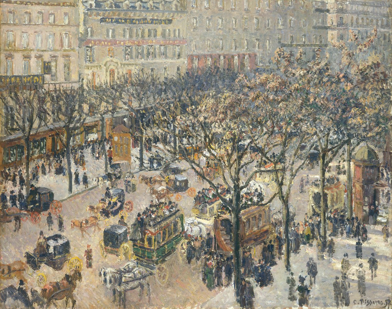 Boulevard des Italiens, manhã, luz do sol, 1897 de Camille Jacob Pissarro
