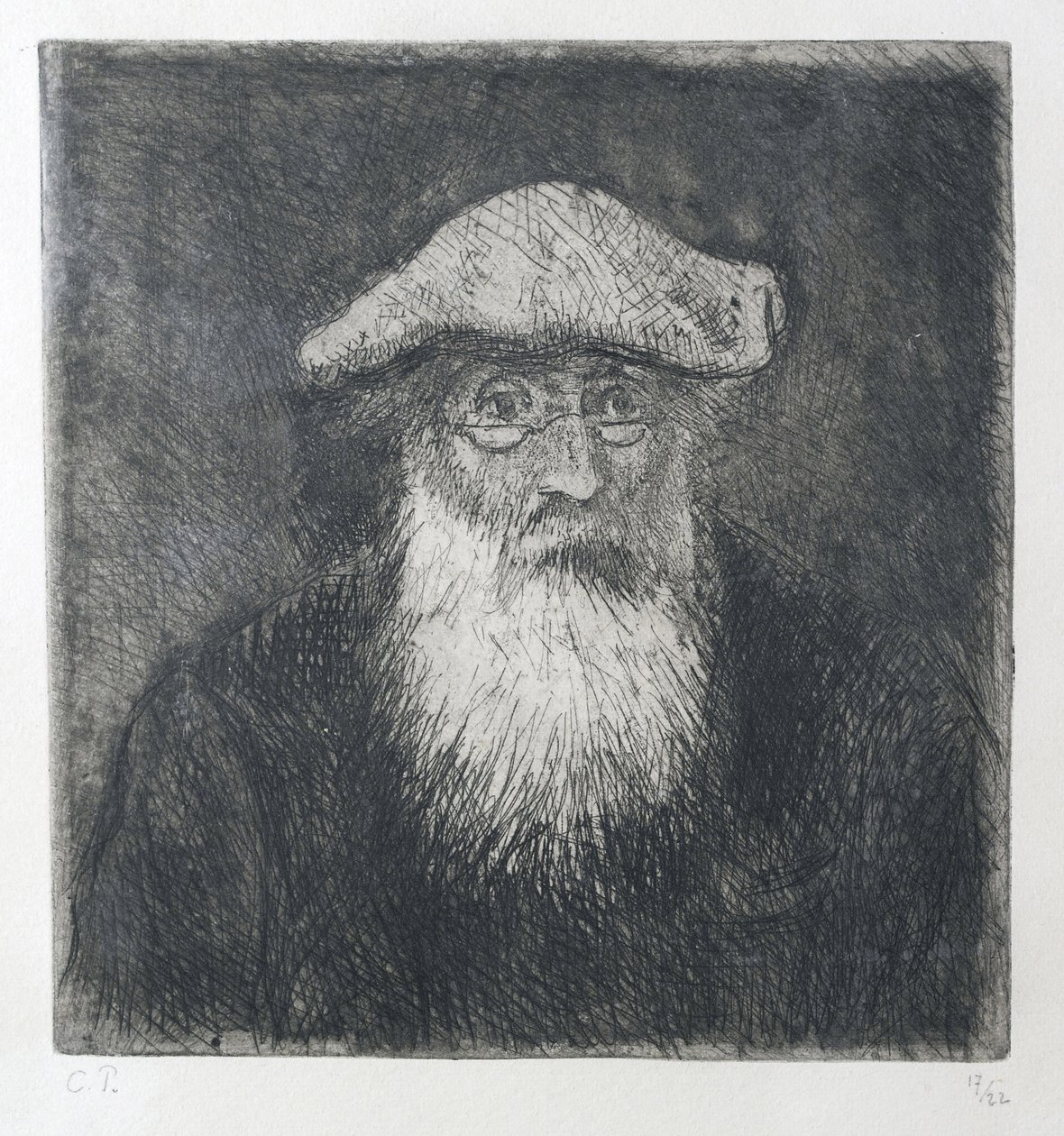 Camille Pissarro, sozinho, c. 1890 (gravura e aquatinta em zinco) de Camille Jacob Pissarro