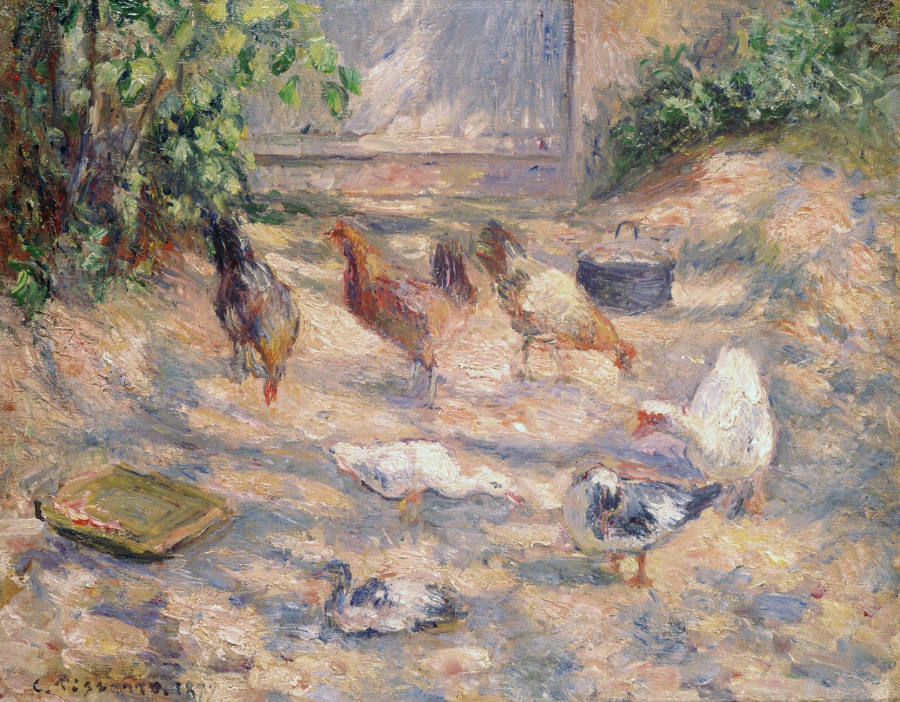 Pátio em Pontoise, 1877 de Camille Jacob Pissarro