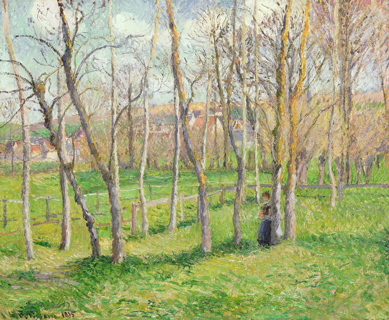 Prado em Bazincourt, 1885 de Camille Jacob Pissarro