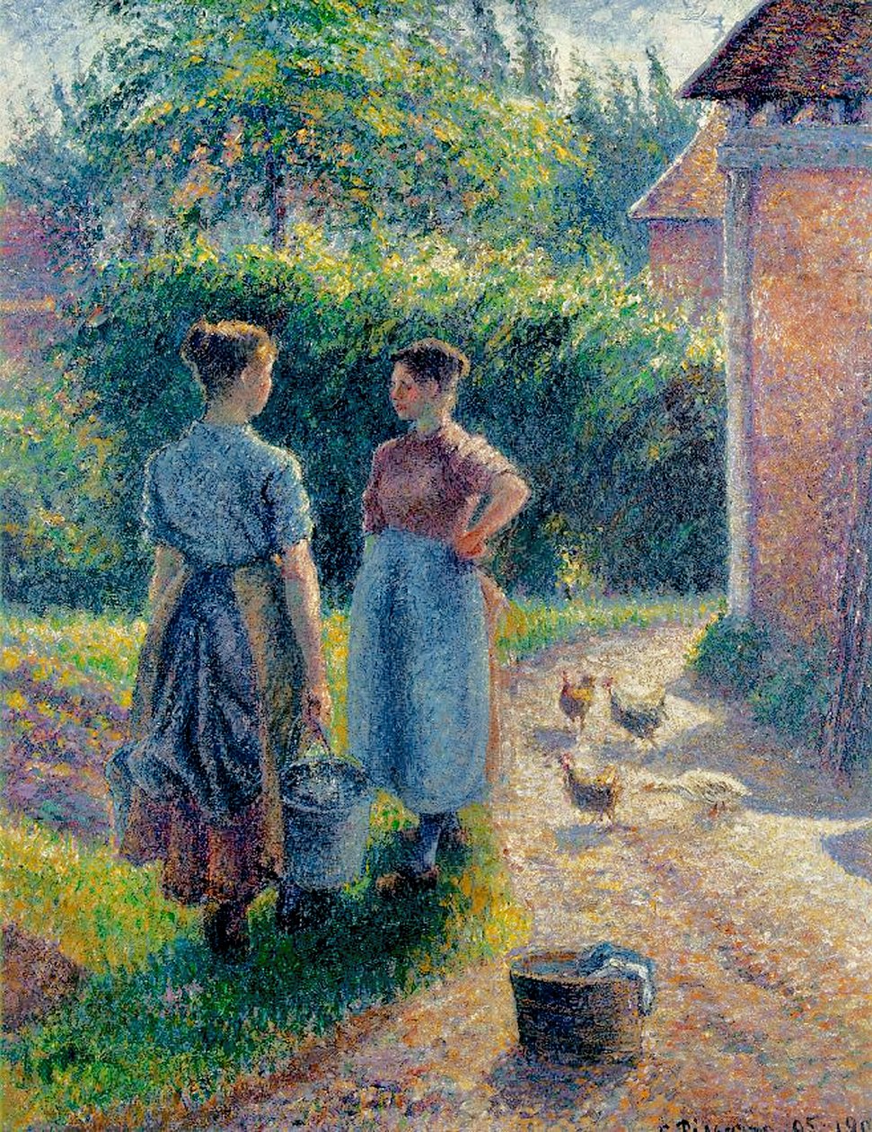 Camponesa conversando em Eragny, 1895-1902 de Camille Jacob Pissarro